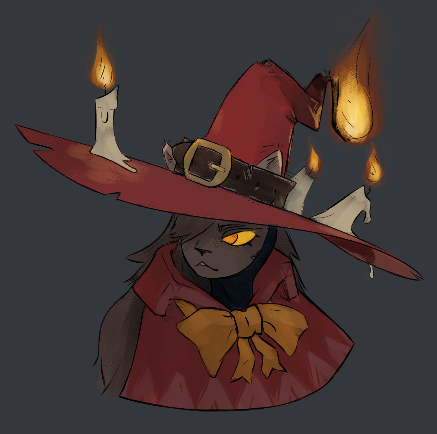 Drawing - Catgirl Witch or Black Mage - Colored